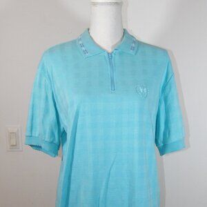 Vintage 80s Jantzen Shirt Women's Large Blue Cotton Blend Pullover Top USA